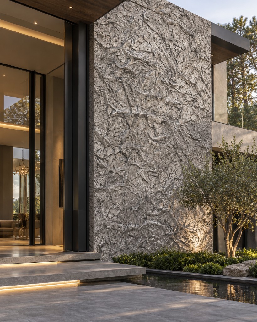 Poliüretan kaya panel duvar uygulaması, PU stone panel