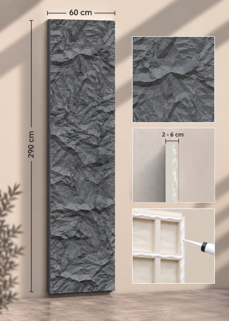 ANTRASİT 290X60 KAYA PANEL — poliüretan kaya panel, PU stone panel