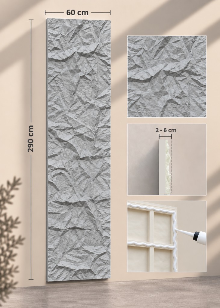 GRİ 290X60 KAYA PANEL — poliüretan kaya panel, PU stone panel